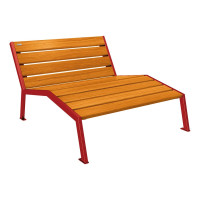 PROCITY Outdoor Chair SILAOS - ARMLESS - WOOD & STEEL: Seat made of oak wood (light oak), frame made of steel (purple red).