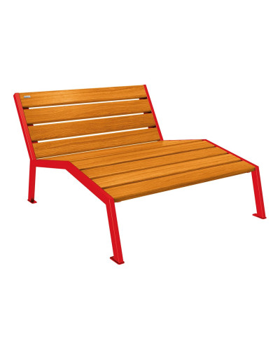 PROCITY LIEGESTUHL SILAOS - OHNE ARMLEHNE - HOLZ & STAHL: Sitzfläche aus Eichenholz (helle Eiche), Gestell aus Stahl (Verkehrsrot) - Kaufen Sie im Online-Shop