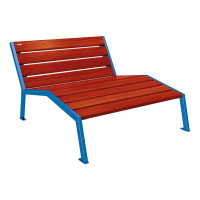 Procity Silaos Chair - without armrest - wood & steel: Seat made of oak wood (mahogany), frame made of steel (gentian blue).