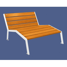PROCITY LIEGESTUHL SILAOS - OHNE ARMLEHNE - HOLZ & STAHL: Sitzfläche aus Eichenholz (helle Eiche), Gestel aus Stahl (Reinweiß)