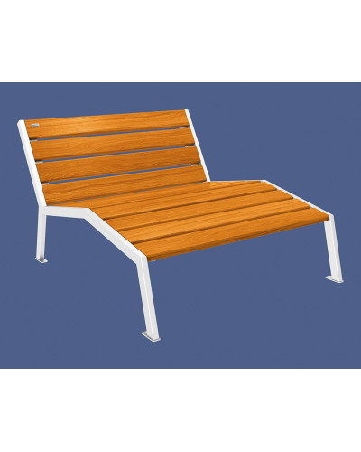 Holz & Stahl Liegestuhl PROCITY SILAOS - OHNE ARMLEHNE: Sitzfläche aus Eichenholz (helle Eiche), Gestell aus Stahl (Reinweiß) - Kaufen Sie im Online-Shop mit kostenlosem Versand