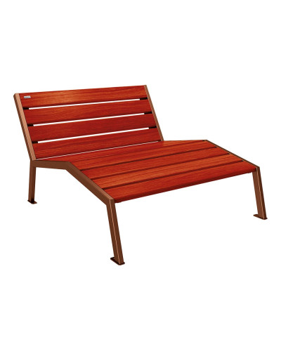 Kaufen Sie PROCITY LIEGESTUHL SILAOS - OHNE ARMLEHNE - HOLZ & STAHL: Sitzfläche aus Eichenholz (Mahagoni), Gestel aus Stahl (Rost Corten-Effekt) - Kaufen Sie im Online-Shop