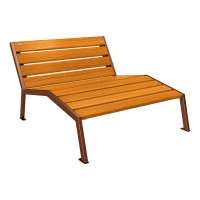 PROCITY SILAOS Lounge Chair - Without Armrest - Wood & Steel: Seat made of oak wood (light oak), frame made of steel (rust Corten effect).