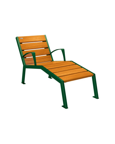 PROTIYA LIEGESTUHL SILAOS - MIT ARMLEHNE - HOLZ & STAHL: Sitzflache aus Eichenholz (helle Eiche), Gestell aus Stahl (Moosgrun) - Kaufen Sie im Online-Shop