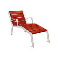 PROCITY LIEGESTUHL SILAOS - WITH ARMREST - WOOD & STEEL: Seat made of oak wood (mahogany), frame made of steel (Satin Grey).