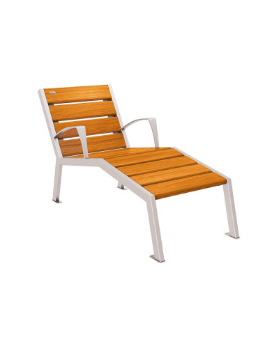 Kaufen Sie PROCITY LIEGESTUHL SILAOS - MIT ARMLEHNE - HOLZ & STAHL: Sitzfläche aus Eichenholz (helle Eiche), Gestell aus Stahl (Seidengrau) - Online-Shop