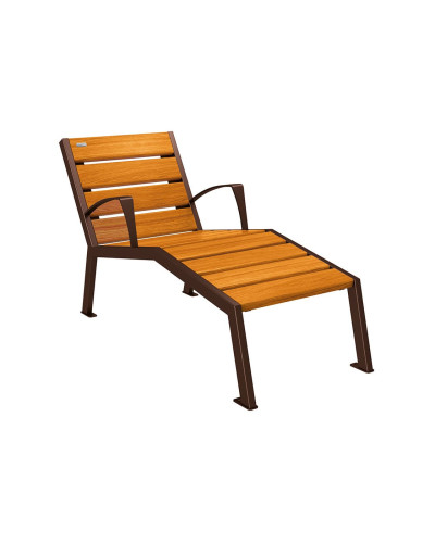PROCITY LIEGESTUHL SILAOS - MIT ARMLEHNE - HOLZ & STAHL: Sitzfläche aus Eichenholz (helle Eiche), Gestel aus Stahl (Schokoladenbraun) - Kaufen Sie im Online-Shop mit Lieferung.