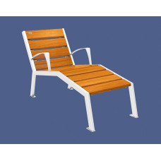 PROCITY LIEGESTUHL SILAOS - MIT ARMLEHNE - HOLZ & STAHL: Sitzfläche aus Eichenholz (helle Eiche), Gestel aus Stahl (Reinweiß)