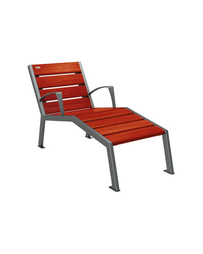 Kaufen und Lieferung: PROCITY LIEGESTUHL SILAOS - MIT ARMLEHNE - HOLZ & STAHL: Sitzfläche aus Eichenholz (Mahagoni), Gestel aus Stahl (Procity Grau) - Online-Shop