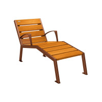 Procity armchair Silaos - with armrest - wood & steel: seat made of oak wood (light oak), frame made of steel (rust Corten effect).