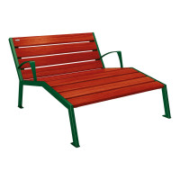 Procity outdoor chair Silaos - with armrest - wood & steel: seat made of oak wood (mahogany), frame made of steel (moss green).