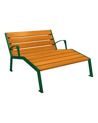 Buy PROCITY LIEGESTUHL SILAOS - WITH ARMREST - WOOD & STEEL: Seat made of oak wood (light oak), frame made of steel (moss green) - Online Shop