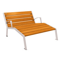 PROCITY LIEGESTUHL SILAOS - MIT ARMLEHNE - HOLZ & STAHL: Sitzfläche aus Eichenholz (helle Eiche), Gestel aus Stahl (Seidengrau)