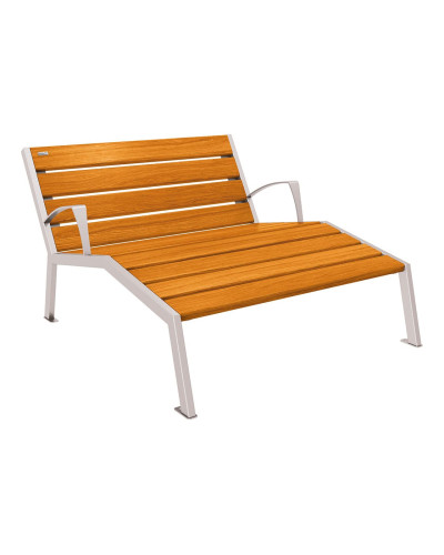 Buy PROCITY LIEGESTUHL SILAOS - WITH ARMREST - WOOD & STEEL: Seat made of oak wood (light oak), Frame made of steel (Silk Grey) - Online Shop. Delivery.
