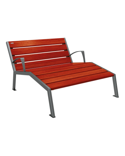 Kaufen und Lieferung: PROCITY LIEGESTUHL SILAOS - MIT ARMLEHNE - HOLZ & STAHL: Sitzfläche aus Eichenholz (Mahagoni), Gestel aus Stahl (Procity Grau) - Online-Shop