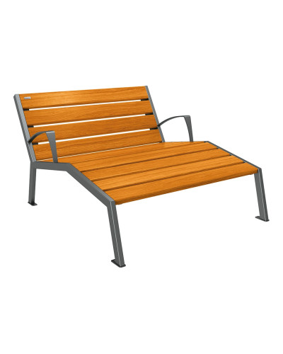 Buy PROCITY LIEGESTUHL SILAOS - WITH ARMREST - WOOD & STEEL: Seat made of oak wood (light oak), frame made of steel (Procity Gray) - Online Shop. Delivery.