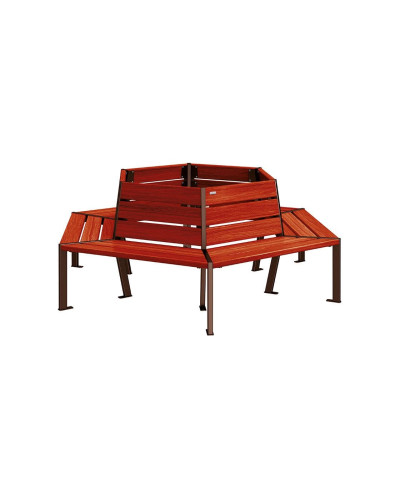 Buy PROCITY Round Bench SILAOS - STEEL AND WOOD: Seat made of oak wood (light oak), frame made of steel (chocolate brown) - Online Shop Offer and Delivery