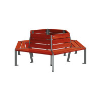 Procity Baum-Rundbank Silaos - Steel and Wood: seating area made of oak wood (mahogany), frame made of steel (Procity Grey).