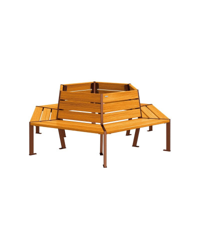 Buy PROCITY Round Bench SILAOS - STEEL AND WOOD: Seat made of oak wood (light oak), frame made of steel (chocolate brown) - Online Shop Offer and Delivery