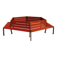 PROCITY BAUM-RUNDBANK SILAOS - STEEL AND WOOD: seat made of oak wood (mahogany), frame made of steel (chocolate brown).