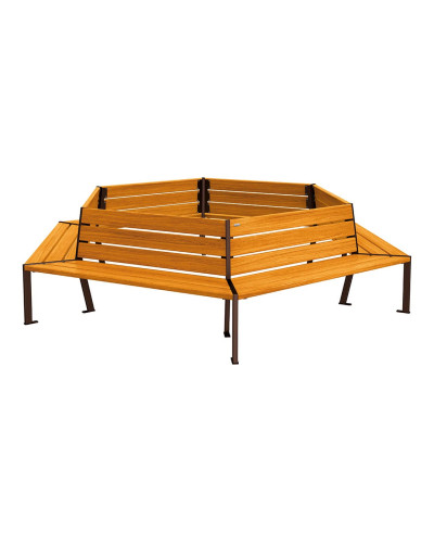 Buy PROCITY Round Bench SILAOS - STEEL AND WOOD: Seat made of oak wood (light oak), frame made of steel (chocolate brown) - Online Shop Offer and Delivery
