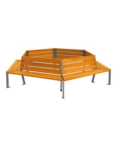 PROCITY-BAUM-RUNDBANK SILAOS - STAHL UND HOLZ: Sitzfläche aus Eichenholz (helle Eiche), Gestel aus Stahl (Procity Grau) - Kaufen Sie im Online-Shop mit Lieferung.