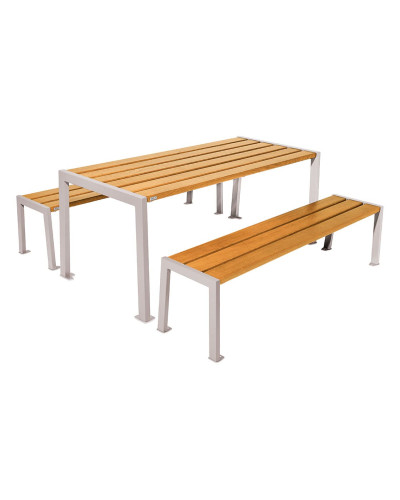 Kaufen Sie PROCITY SITZGRUPPESILAOS - STAHL & HOLZ - (TISCH) mit Eichenholz Sitzfläche (helle Eiche) und verzinktem Stahlgestell (Seidengrau) online.