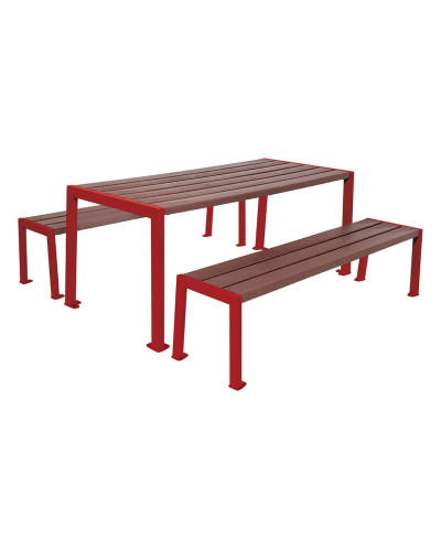 Buy PROCITY SITZGRUPPESILAOS - STEEL AND RECYCLING PLASTIC - (1 TABLE & 2 SEAT SURFACES): Seat surface made of recycling plastic (Purple), Frame made of galvanized steel (Purple) - Buy Online