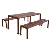 PROCITY Seating Group Chairs - Steel and Recycled Plastic - (1 Table & 2 Seating areas): Seating area made of recycled plastic (Chocolate Brown), Frame made of galvanized steel (Chocolate Brown).