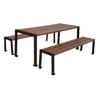 PROCITY Seating Group Lacquer Silk - Steel and Recycled Plastic - (1 Table & 2 Seat Surfaces): Seat surface made of recycled plastic (deep black), frame made of galvanized steel (deep black).
