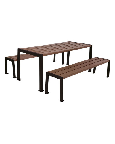Buy PROCITY SITZGRUPPESILAOS - STEEL AND RECYCLING PLASTIC - (1 TABLE & 2 SEATS): Seat made of recycled plastic (Deep Black), Frame made of galvanized steel (Deep Black) - Online Shop.