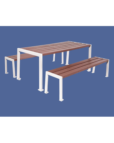 Buy PROCITY SITZGRUPPESILAOS - STEEL AND RECYCLING PLASTIC - (1 TABLE & 2 SEATS): Seat made of recycled plastic (Pure white), Frame made of galvanized steel (Pure white) - Shop Online
