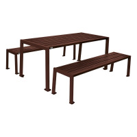 PRO CITY SILAOS SEATING GROUP - (1 TABLE & 2 SEATING AREAS): Seating area made of galvanized steel (Chocolate Brown), Frame made of galvanized steel (Chocolate Brown).