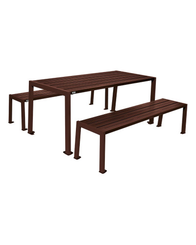 PRO CITY SITZGRUPPE SILAOS - (1 TISCH & 2 SITZFLÄCHEN): Sitzfläche aus verzinktem Stahl (Schokoladenbraun), Gestell aus verzinktem Stahl (Schokoladenbraun) - Kaufen Sie im Online-Shop mit kostenloser Lieferung.