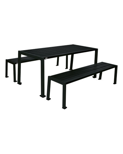 Kaufen Sie PRO-CITY SITZGRUPPE SILAOS (1 TISCH & 2 SITZFLÄCHEN) - Sitzfläche aus verzinktem Stahl (Tiefschwarz), Gestell aus verzinktem Stahl (Tiefschwarz) - Online kaufen