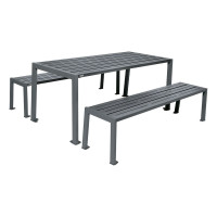 PROCITY SITZGRUPPE SILAOS - (1 TISCH & 2 SITZFLÄCHEN): Sitzfläche aus verzinktes Stahl (Procity Grau), Gestel aus verzinktes Stahl (Procity Grau)