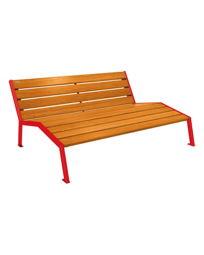 PROCITY LIEGESTUHL SILAOS - OHNE ARMLEHNE - HOLZ & STAHL: Sitzfläche aus Eichenholz (helle Eiche), Gestell aus Stahl (Verkehrsrot) - Kaufen Sie im Online-Shop