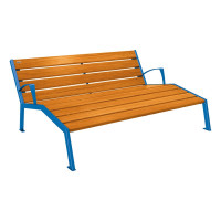 PROCITY LIEGESTUHL SILAOS - MIT ARMLEHNE - HOLZ & STAHL: Sitzfläche aus Eichenholz (helle Eiche), Gestel aus Stahl (Enzianblau)