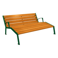 PROCITY LIEGESTUHL SILAOS - MIT ARMLEHNE - HOLZ & STAHL: Sitzfläche aus Eichenholz (helle Eiche), Gestel aus Stahl (Moosgrün)