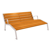PROCITY LIEGESTUHL SILAOS - MIT ARMLEHNE - HOLZ & STAHL: Sitzfläche aus Eichenholz (helle Eiche), Gestel aus Stahl (Seidengrau)
