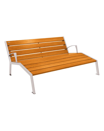 Kaufen Sie PROCITY LIEGESTUHL SILAOS - MIT ARMLEHNE - HOLZ & STAHL: Sitzfläche aus Eichenholz (helle Eiche), Gestell aus Stahl (Seidengrau) - Online-Shop