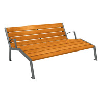 PROCITY LIEGESTUHL SILAOS - MIT ARMLEHNE - HOLZ & STAHL: Sitzfläche aus Eichenholz (helle Eiche), Gestel aus Stahl (Procity Grau)