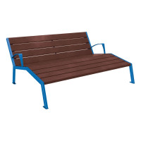 PROCITY outdoor chair SILAOS - with armrest - STEEL & RECYCLED PLASTIC: seat made of recycled plastic (gentian blue), frame made of steel (gentian blue).