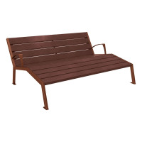 PROCITY LIEGESTUHL SILAOS - MIT ARMLEHNE - STAHL & RECYCLING-KUNSTSTOFF: Sitzfläche aus Recycling-Kunststoff (Bunte), Gestel aus Stahl (Rost Corten-Effekt)