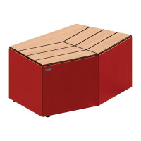 PROCITY Bench KAIRO, without backrest, with compact laminate surface: Seat made of compact laminated wood (Deep red), frame made of steel (Deep red).