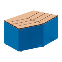 PROCITY SITZBANK KAIRO, OHNE RÜCKENLEHNE, MIT KOMPAKTER SCHICHTSTOFFOBERFLÄCHE: Sitzfläche aus Kompaktholz laminiert (Enzianblau), Gestel aus Stahl (Enzianblau)