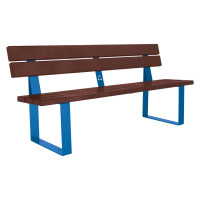 PROCITY RIGA STEEL & RECYCLED PLASTIC BENCH WITH BACKREST: seat made of recycled plastic (gentian blue), frame made of steel (gentian blue).