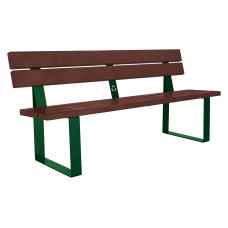 PROCITY SITZBANK RIGA AUS STAHL & RECYCLING-KUNSTSTOFF MIT RÜCKENLEHNE: Sitzfläche aus Recycling-Kunststoff (Moosgrün), Gestel aus Stahl (Moosgrün)