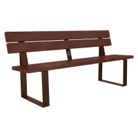 PROCITY RIGA STEEL & RECYCLED PLASTIC BENCH WITH BACKREST: Seat made of recycled plastic (chocolate brown), frame made of steel (chocolate brown)