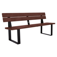 PROCITY SITZBANK RIGA AUS STAHL & RECYCLING-KUNSTSTOFF MIT RÜCKENLEHNE: Sitzfläche aus Recycling-Kunststoff (Tiefschwarz), Gestel aus Stahl (Tiefschwarz)